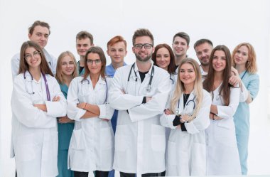 Profesyonel tıp merkezi personeli bir arada. takım çalışması