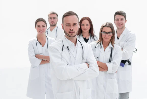 Kapat. Kendine güvenen bir grup doktor bir arada — Stok fotoğraf