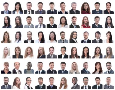 Modern iş kadınlarının kolajı. beyaz üzerine izole