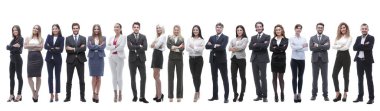 Bir grup başarılı girişimci bir arada duruyor. beyaz üzerine izole