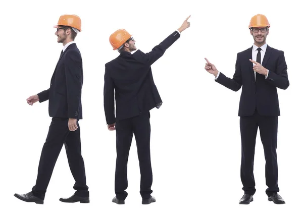 Квалифицированный архитектор в оранжевом шлеме — стоковое фото