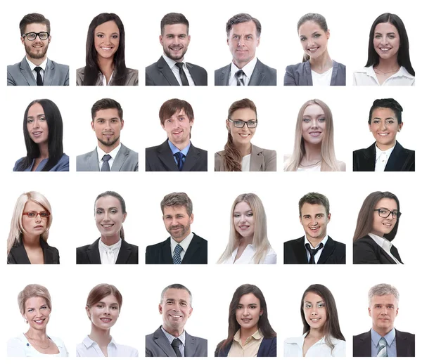 Collage of portraits of business people isolated on white — Stock Photo, Image