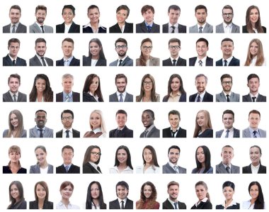 Modern iş kadınlarının kolajı. beyaz üzerine izole