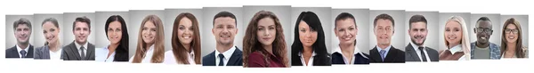 Colagem panorâmica de retratos de funcionários bem sucedidos — Fotografia de Stock