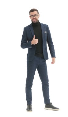 Tam gelişim. Modern iş adamı onay veriyor.