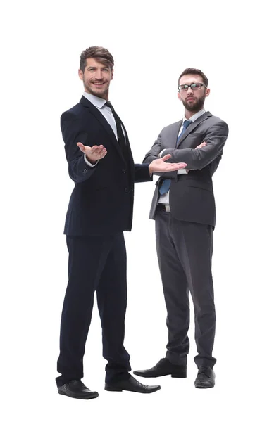 En pleno crecimiento. dos hombres de negocios de pie juntos — Foto de Stock