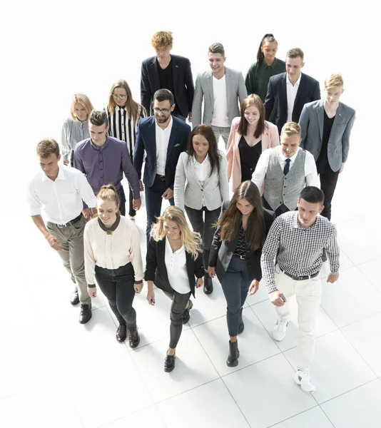 Top view. group of young business people entering a new office — Stock Photo, Image