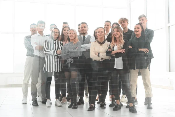 Group of diverse young people standing in the office — Stock Photo, Image