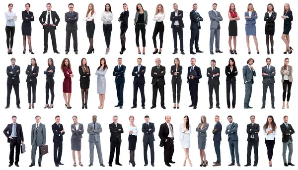 Colagem de uma variedade de pessoas de negócios de pé em uma fileira — Fotografia de Stock