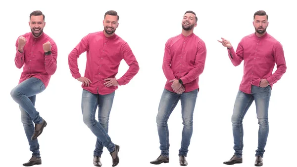 Collage de fotos de un hombre de moda en jeans. —  Fotos de Stock