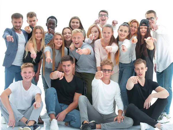 Large group of young people pointing at you. — Stockfoto