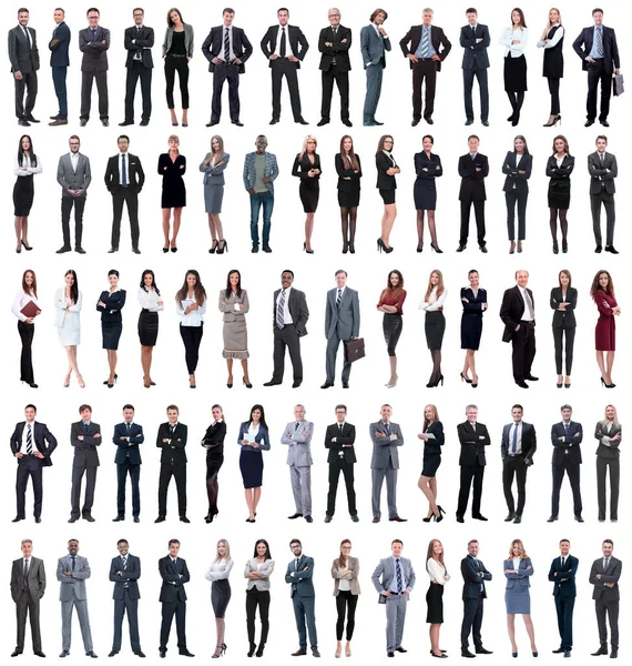 Collage junger Geschäftsleute, die in einer Reihe stehen. — Stockfoto