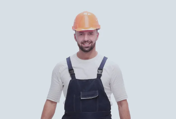 In full growth. competent worker with drawings — Stock Photo, Image