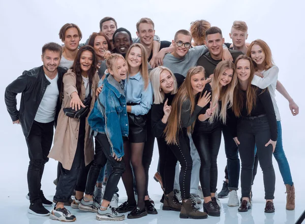 Portret van vrolijke diverse jongeren. geïsoleerd op wit — Stockfoto