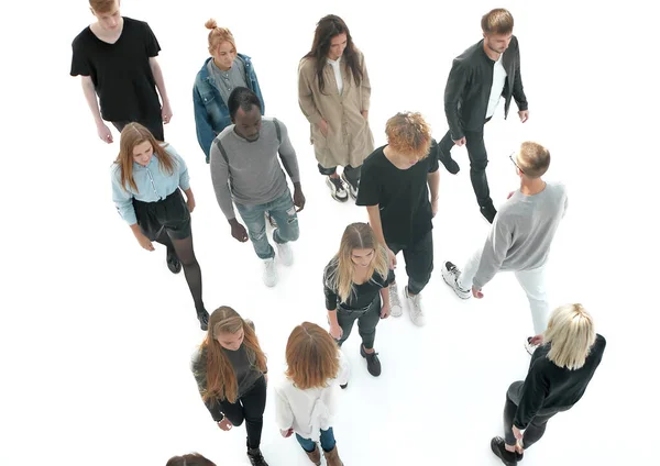 Bovenaanzicht. jongeren die in tegengestelde richting bewegen — Stockfoto