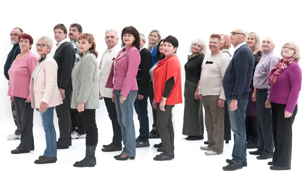 Vista de perfil de un grupo de personas aisladas sobre un fondo blanco —  Fotos de Stock