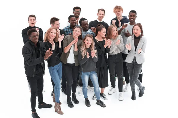Grupa młodych szczęśliwych ludzi stojących razem. — Zdjęcie stockowe