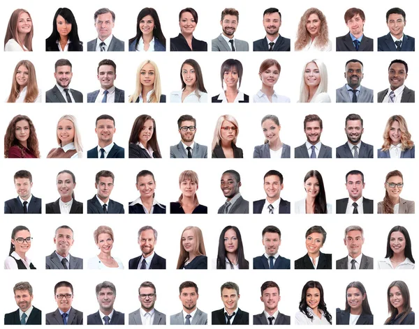 Collage de la exitosa empresaria moderna. aislado en blanco — Foto de Stock