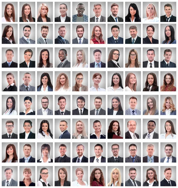 Portraits of a group of successful employees isolated on white — Stock Photo, Image