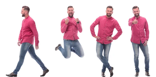 Collage de fotos de un hombre de moda en jeans. — Foto de Stock