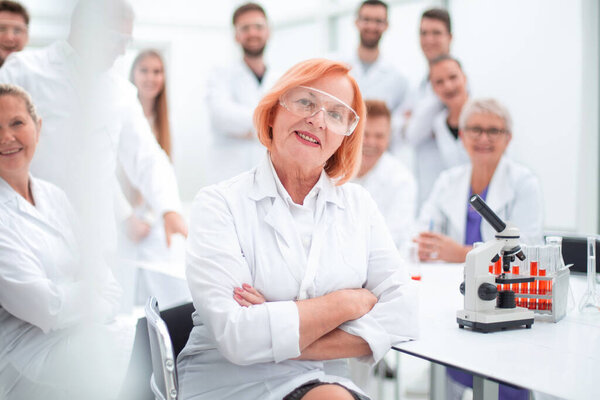 tight-knit team of a scientific laboratory in the workplace.