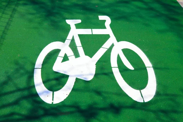 Bicycle sign on the road in  Lisbon Portugal — Stock Photo, Image