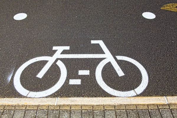 Bicycle sign on the road in  Lisbon Portugal — Stock Photo, Image