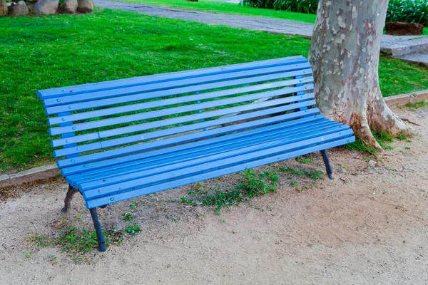 Ensam träbänk i parken — Stockfoto