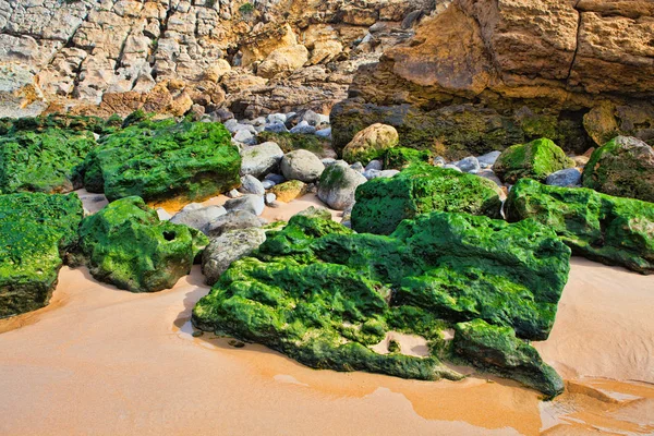 Πράσινες πέτρες στην παραλία — Φωτογραφία Αρχείου
