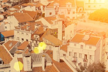 Portekiz Lizbon eski şehrin güzel görünümü    