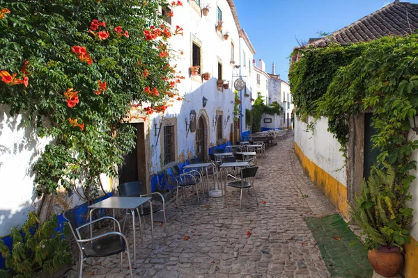 Rua Estreita na Cidade Portuguesa Medieval de Óbidos — Fotografia de Stock