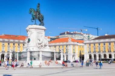 Lisbon, Portekiz - 10 Eylül. 2017. Praça do Comercio o
