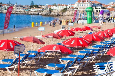 Cascais, Portekiz - 24 Eylül. 2017. Görünümü bir plaj