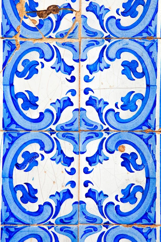 Typical Portuguese decorations with colored ceramic tiles .