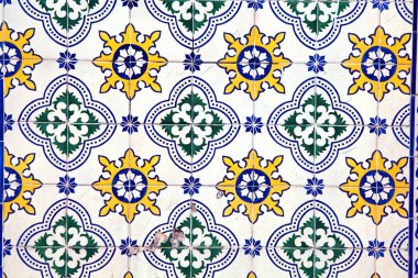 Tipik dekoratif karolar, antika çini detay Lizbon, sanat ve d