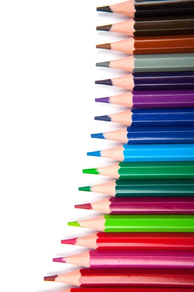 Lápices de color aislados sobre fondo blanco .Close up . — Foto de Stock