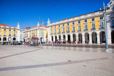 Lisbon, Portekiz - 10 Eylül. 2017. Praça do Comercio o