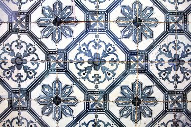 Tipik dekoratif karolar, antika çini detay Lizbon, sanat ve d