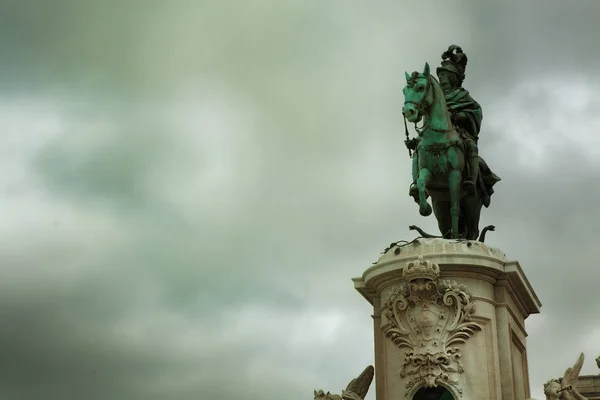 Άγαλμα του βασιλιά Jose στην Πλατεία Εμπορίου, Λισαβόνα, Πορτογαλία — Φωτογραφία Αρχείου