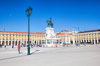 Lisbon, Portekiz - 10 Eylül. 2017. Praça do Comercio o