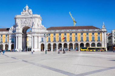 Lisbon, Portekiz - 10 Eylül. 2017. Praça do Comercio o