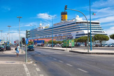 Lisbon, Portekiz - 14 Eylül. 2017. Büyük lüks cruise shi