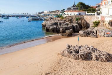 Cascais, Portekiz - 24 Eylül. 2017. Görünümü bir plaj