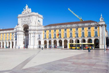 Lisbon, Portekiz - 10 Eylül. 2017. Praça do Comercio o
