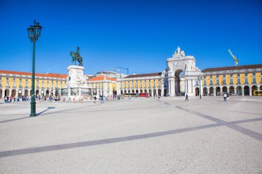 Lisbon, Portekiz - 10 Eylül. 2017. Praça do Comercio o
