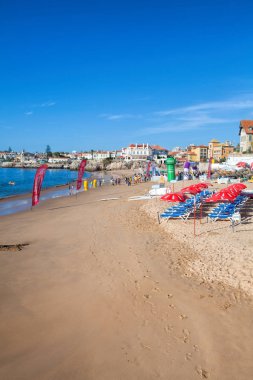 Cascais, Portekiz - 24 Eylül. 2017. Görünümü bir plaj