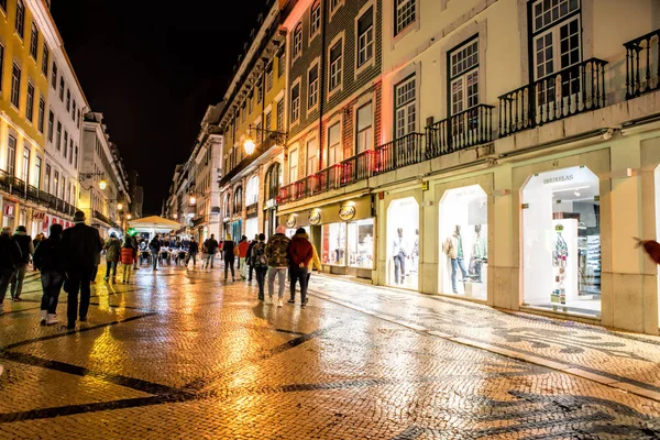 Lizbon - 01 Nisan 2018: Rua Augusta Street akşam, — Stok fotoğraf