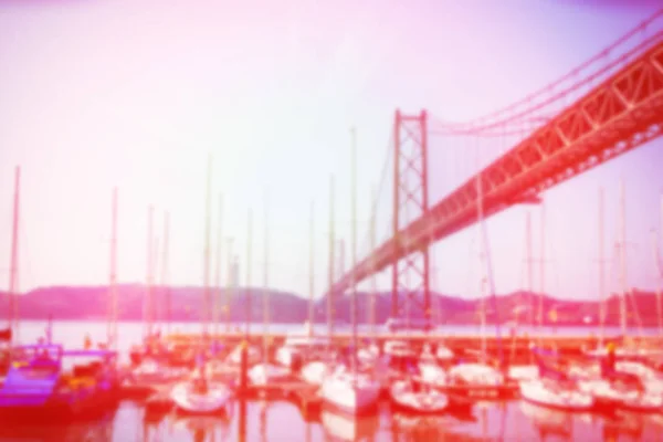 View of the dock with yachts and boats . Blurred image . — Stock Photo, Image