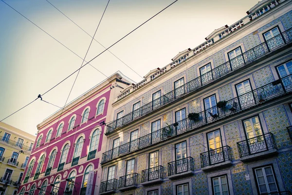 Colored Facade City Lisbon Portugal — Stock Photo, Image
