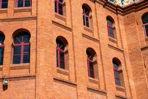 Exterior Facade Brick Building Large Windows — Stock Photo, Image